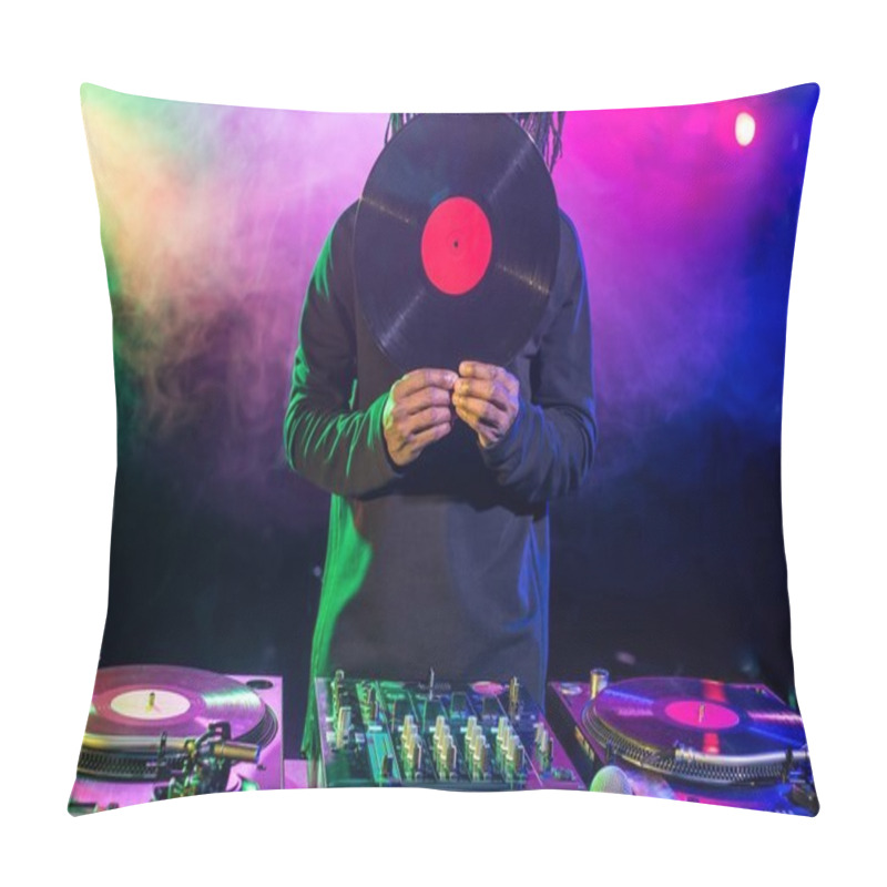 Personality  DJ With Vinyl And Sound Mixer Pillow Covers