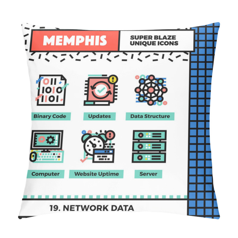 Personality  Network Data Neo Memphis Icons Pillow Covers