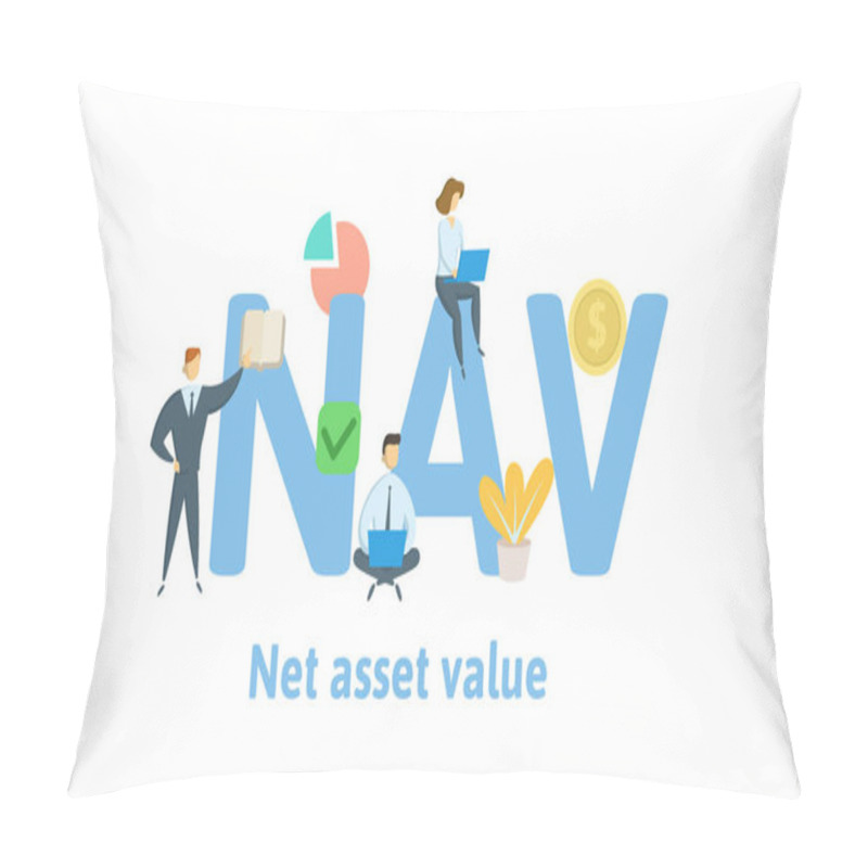 Personality  NAV, Net Asset Value. Concept With Keywords, Letters And Icons. Flat Vector Illustration. Isolated On White Background. Pillow Covers