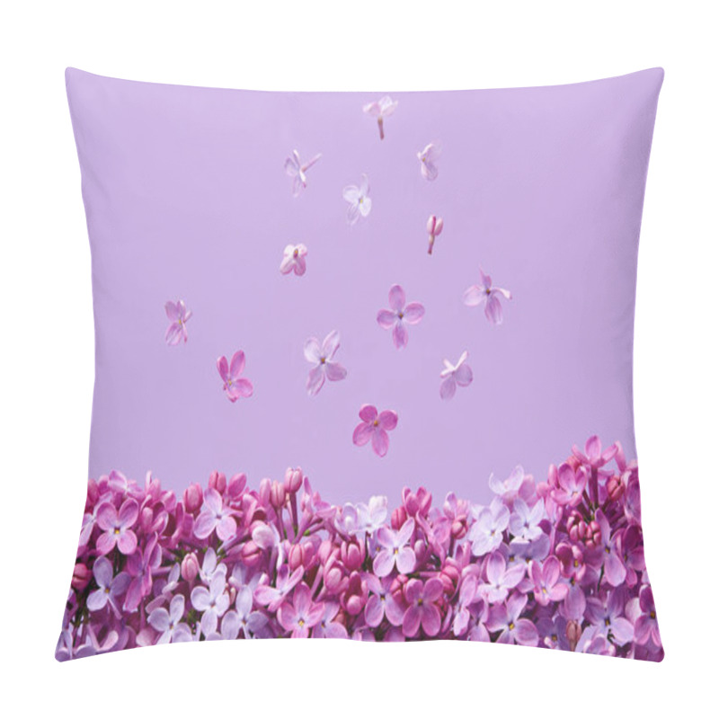 Personality  Lilac Blossoms On Purple Background With Copy Space Pillow Covers