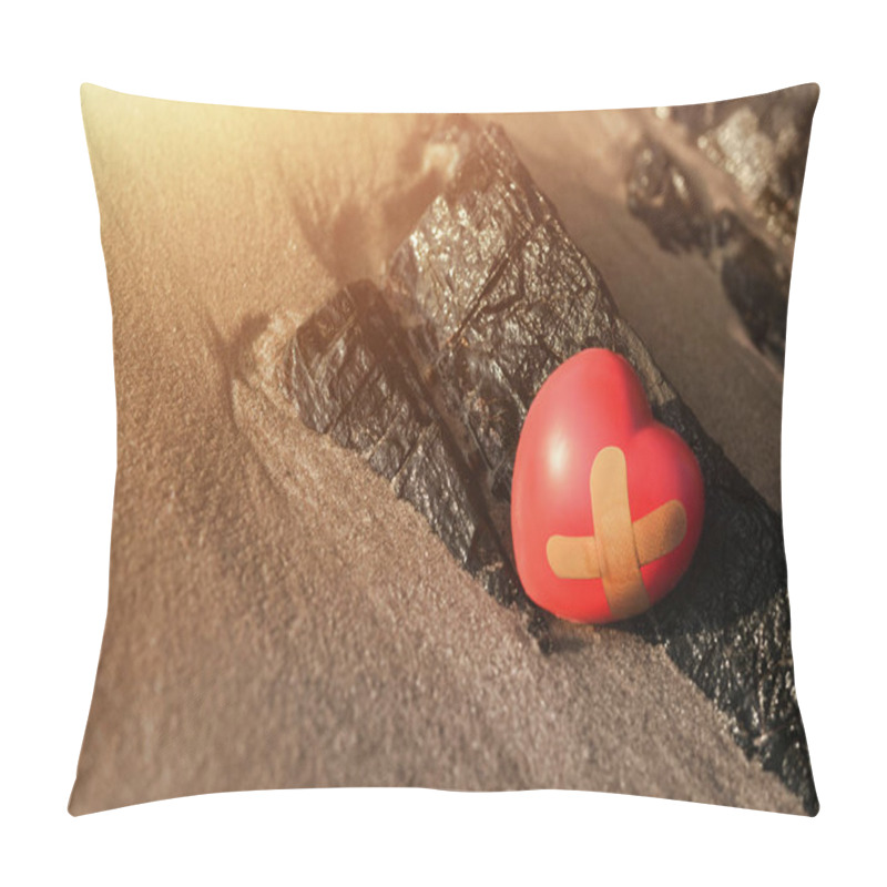 Personality  Cure Pain Of Love By Travel The Sea Concept, Red Heart With Adhe Pillow Covers