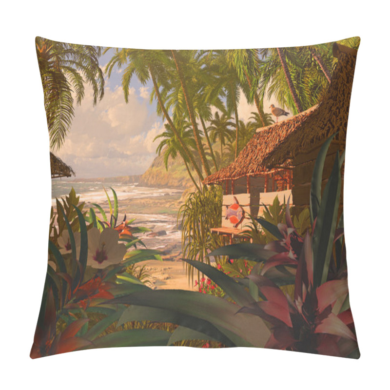 Personality  Polynesian Beach Hut Pillow Covers