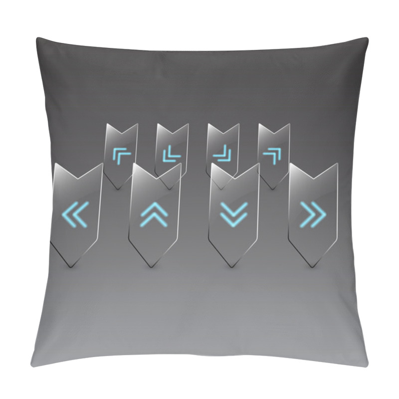 Personality  Vector Glass Navigation Icons Set Pillow Covers