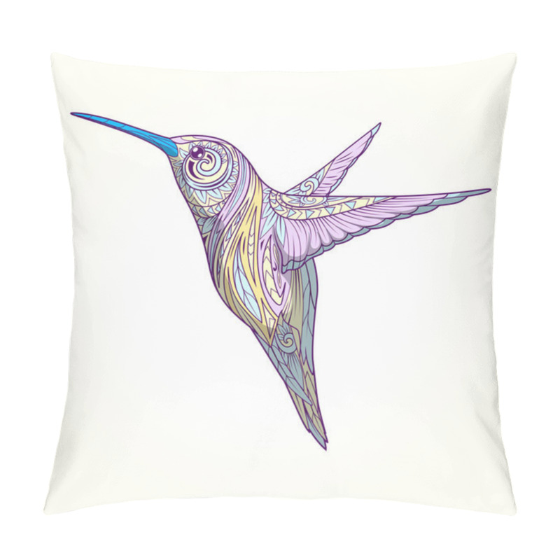 Personality  Hummingbird With Abstract Ornament Vector Pillow Covers