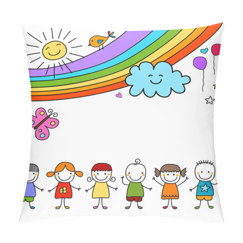 Personality  Kids Group And Rainbow Pillow Covers