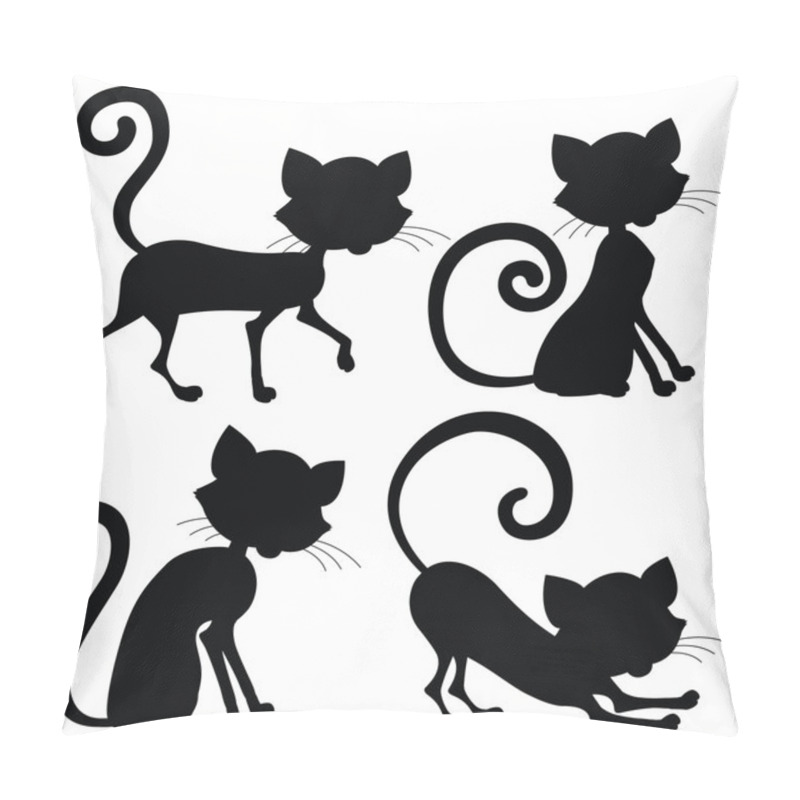 Personality  Cat Silhouettes In Different Poses Pillow Covers