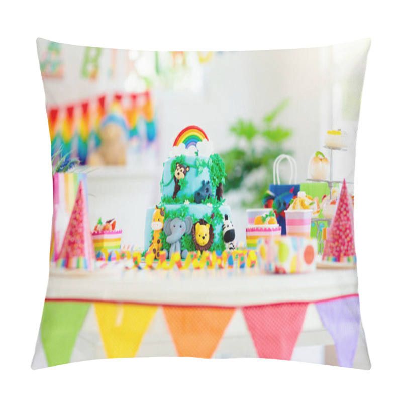 Personality  Kids Birthday Cake. Child Jungle Theme Party. Pillow Covers