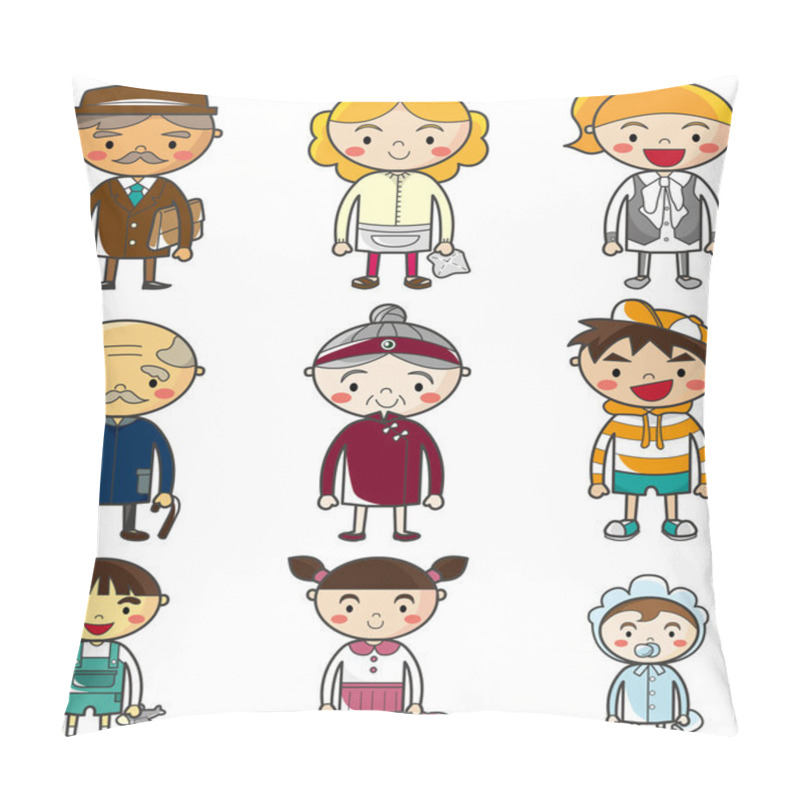 Personality  Cartoon Family Icon Set Pillow Covers