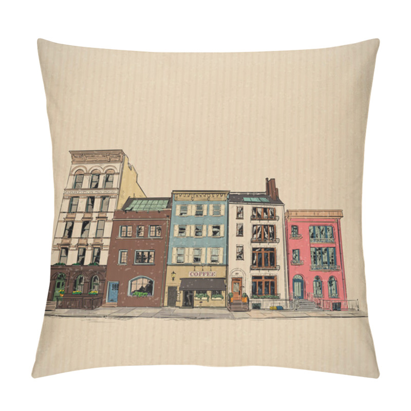 Personality  Hand Drawn Illustration Of A Cityscape. Vector Background. Pillow Covers