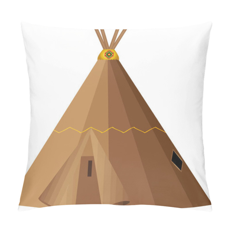 Personality  Wigwan Apache Indian American Culture Tribal Illustration Pillow Covers