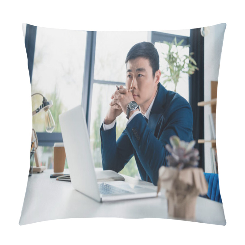 Personality  Focused Young Asian Businessman Pillow Covers