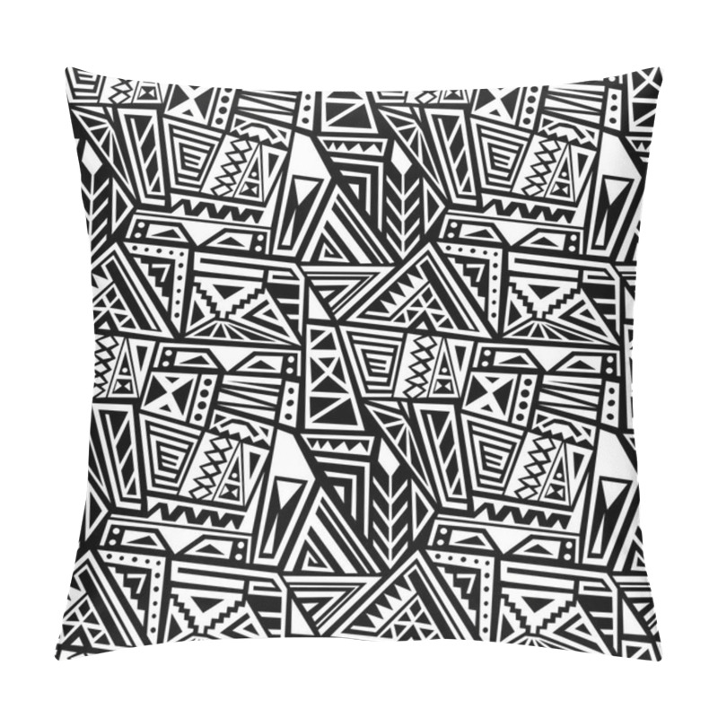 Personality  Ethnic Geometric Pattern - Seamless Boho Style Vector Texture In Black And White. Pillow Covers