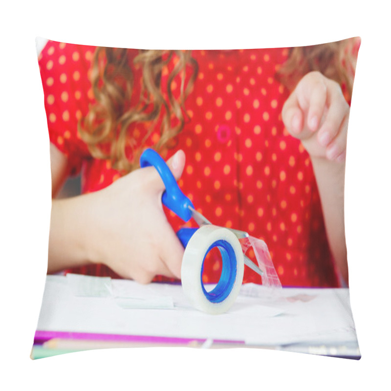 Personality  Little Girl Cutting Adhesive Tape Pillow Covers