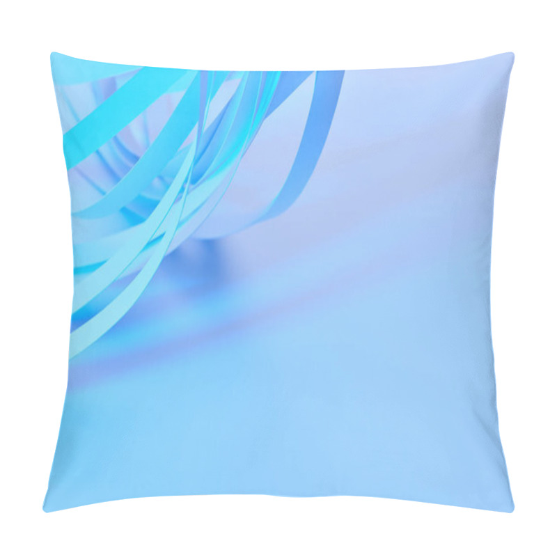 Personality  Close Up View Of Paper Stripes On Neon Blue Background Pillow Covers