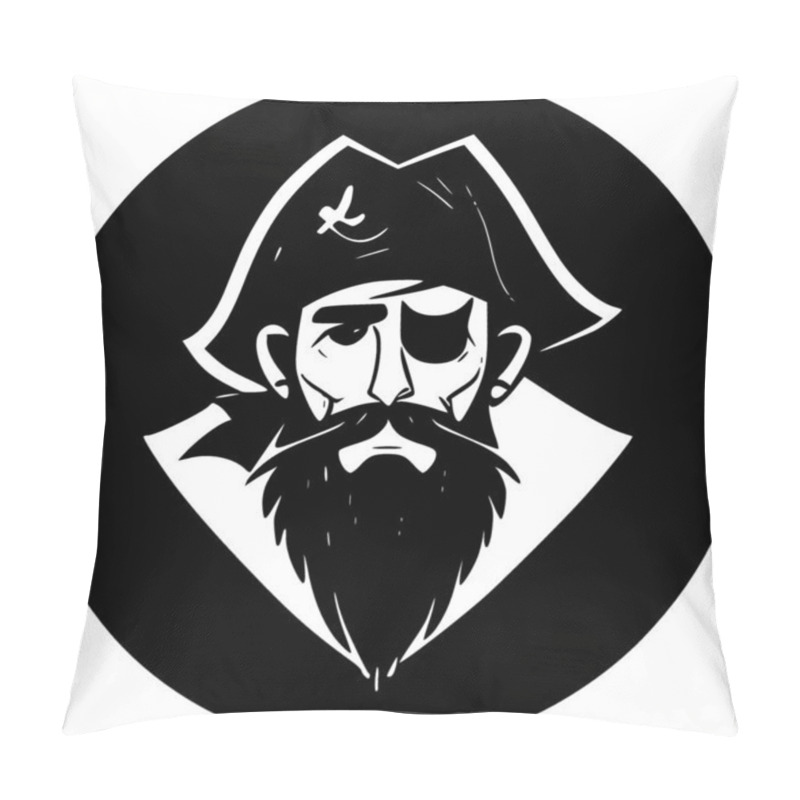 Personality  Pirate - Black And White Vector Illustration Pillow Covers