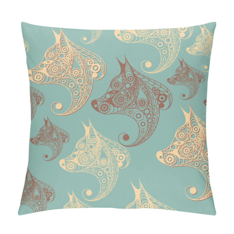 Personality  Seamless Pattern With The Profile Of The Dog 3 Pillow Covers