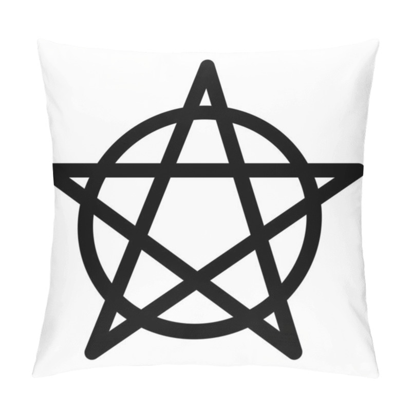 Personality  Pentagram Circumscribed By A Circle. Five-pointed Star Sign. Magical Symbol Of Faith. Simple Flat Black Illustration. Pillow Covers