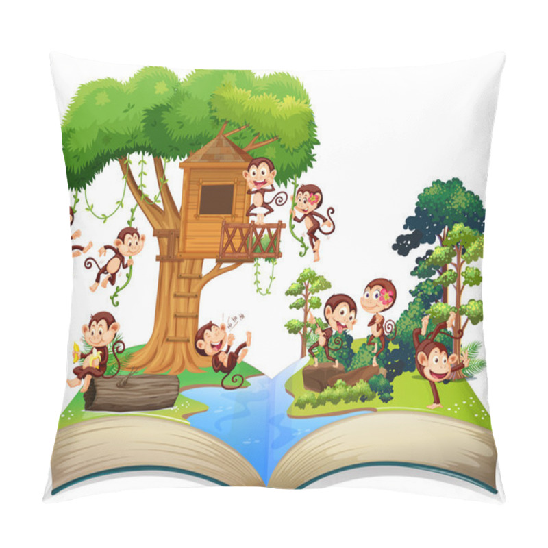 Personality  Monkeys Playing At The Treehouse Pillow Covers