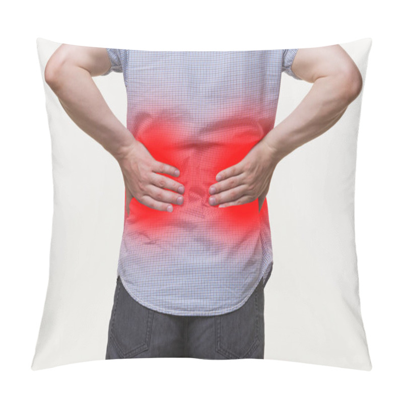 Personality  Back Pain, Kidney Inflammation, Man Suffering From Backache Pillow Covers