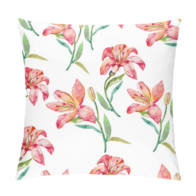 Personality  Seamless Vector Floral Pattern. Lilies Flowers Pillow Covers