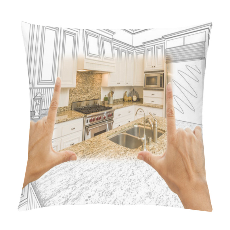 Personality  Hands Framing Custom Kitchen Design Drawing And Square Photo Com Pillow Covers