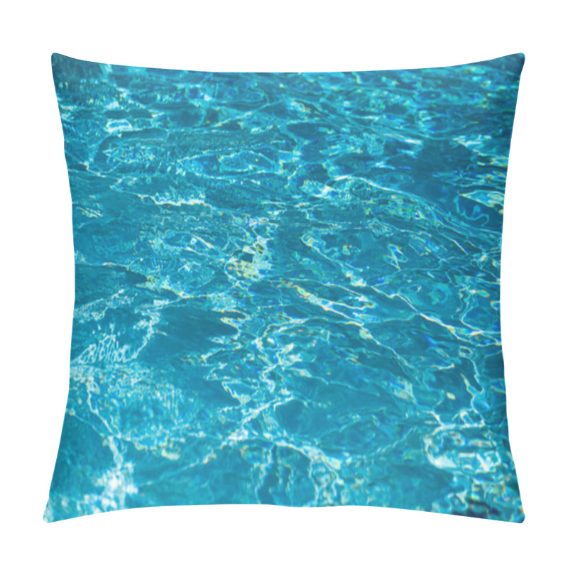 Personality  Background Of Blue Water In Swimming Pool With Sun Reflection, Ripple Water Wave In Pool. Clear Water Background Pillow Covers