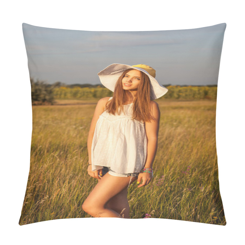 Personality  Beauty Romantic Woman Outdoors. Beautiful Teenage Model Girl Dre Pillow Covers