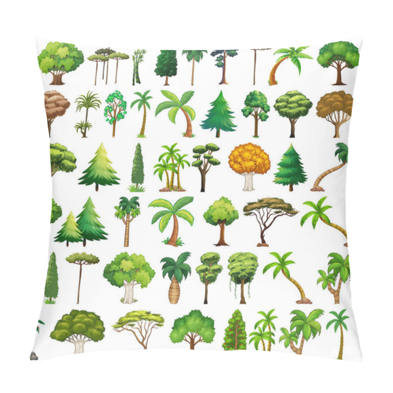 Personality  Set Of Variety Plants And Trees Illustration Pillow Covers