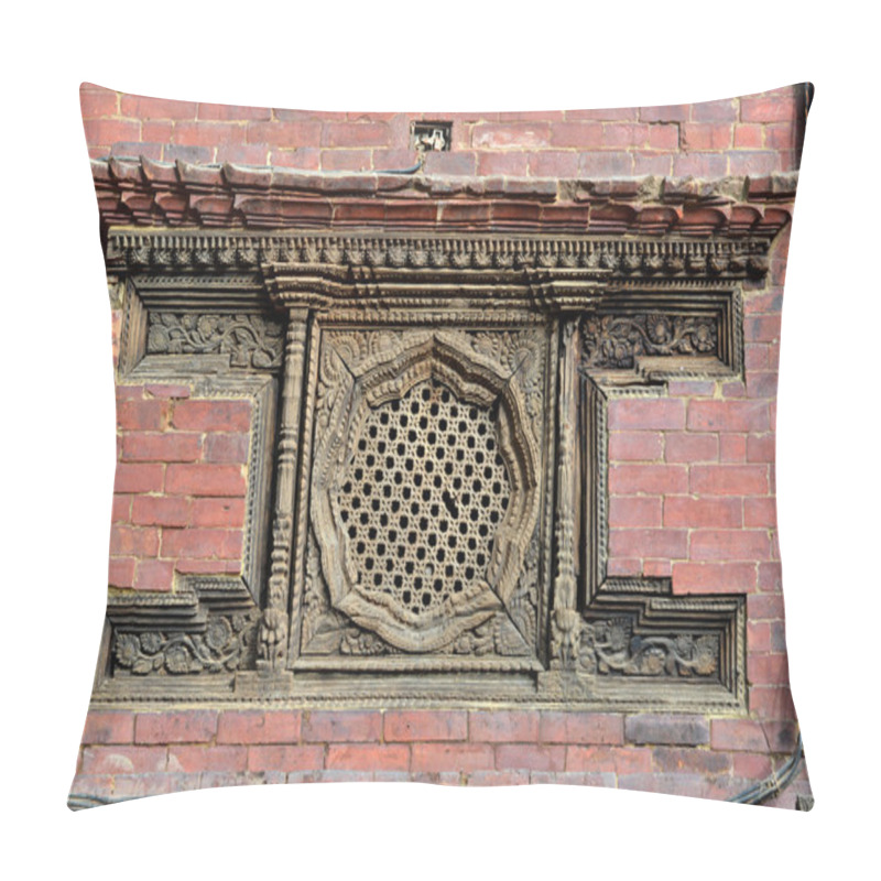 Personality  Carved Wooden Window On The Royal Palace. Patan, Nepal Pillow Covers