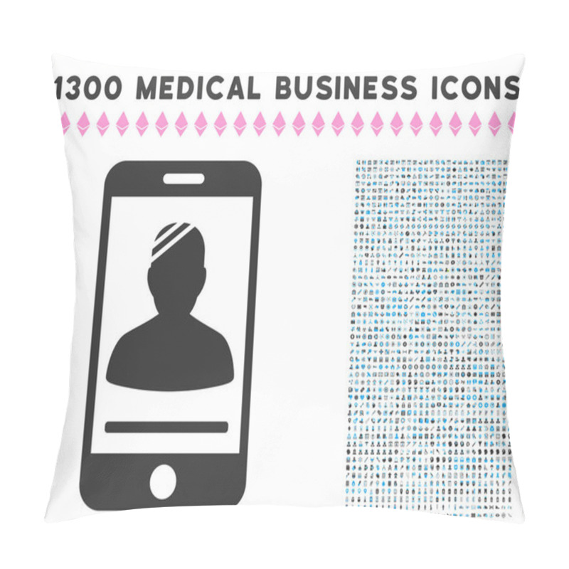 Personality  Mobile Patient Icon With 1300 Medical Business Icons Pillow Covers