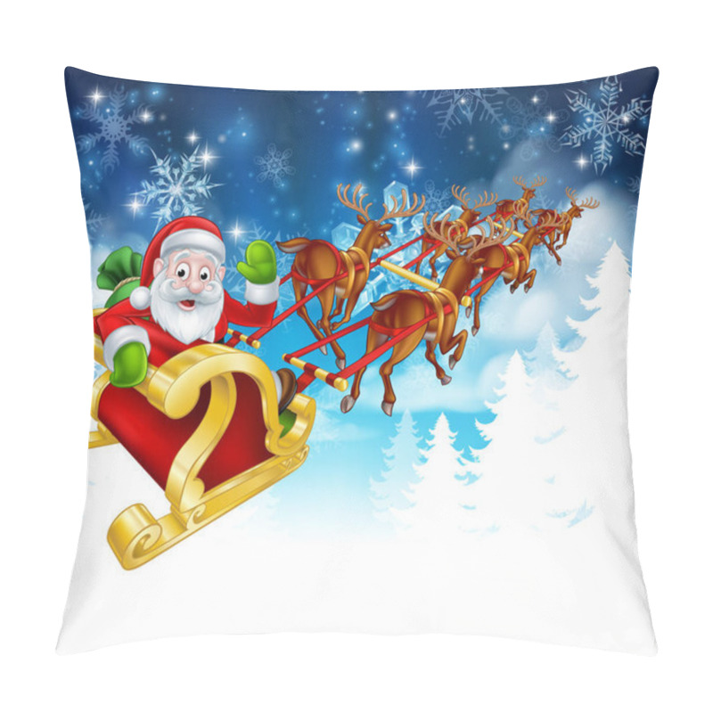 Personality  Santa Sleigh Christmas Background Pillow Covers