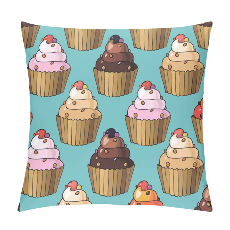 Personality  Seamless Pattern With Cherry Cupcakes Pillow Covers