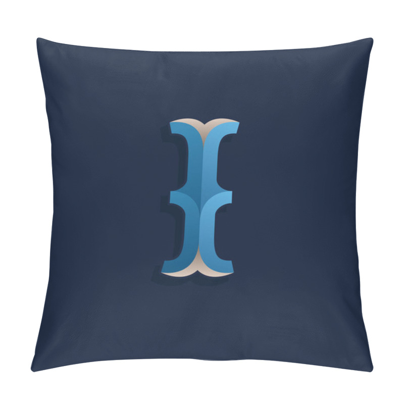 Personality  I Letter Logo In Retro Marine Style.  Pillow Covers