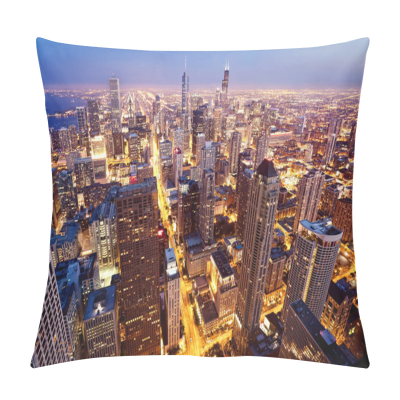 Personality  Aerial View Of Chicago Downtown Pillow Covers