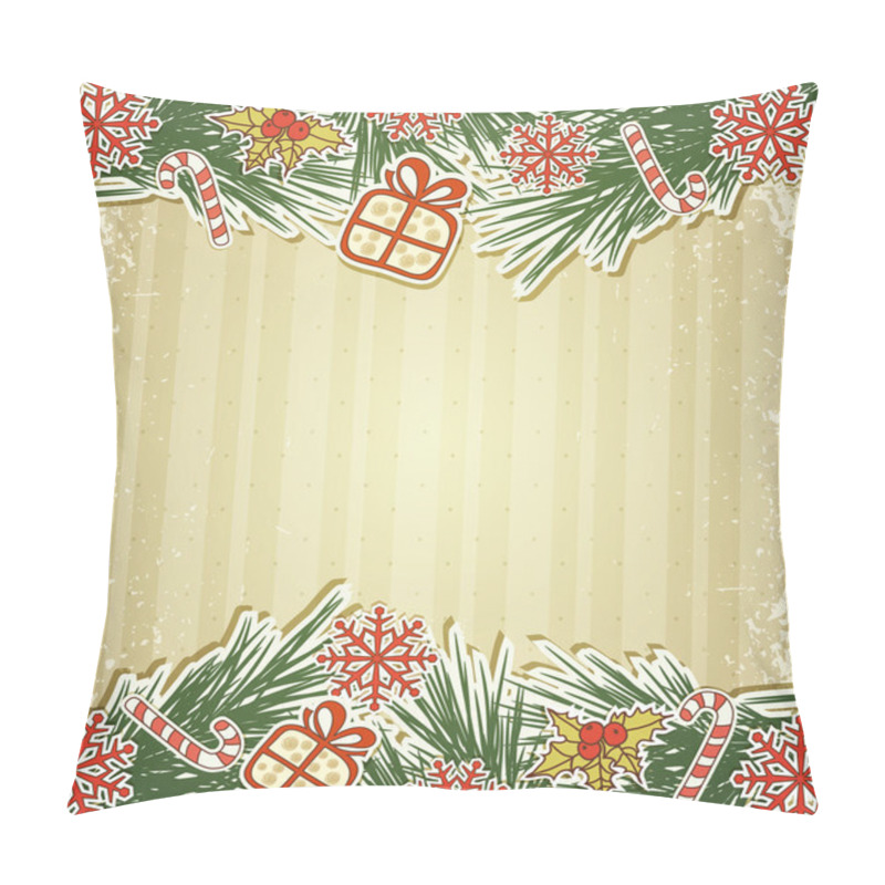 Personality  New Retro Background With Tree Branches And Eating Christmas Toy Pillow Covers