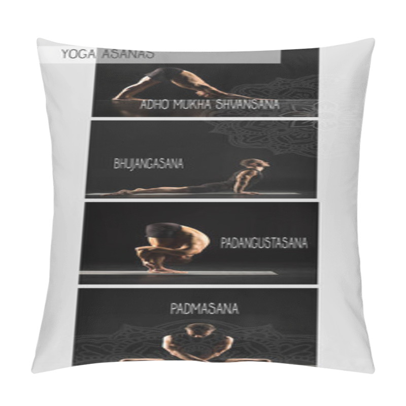 Personality  Man Performing Yoga, Collage Pillow Covers