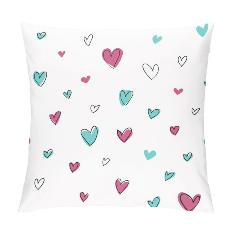 Personality  Seamless Hand Drawn Hearts Pattern. White Background. Perfect For Background, Fabrics, Clothing, Websites. Pillow Covers