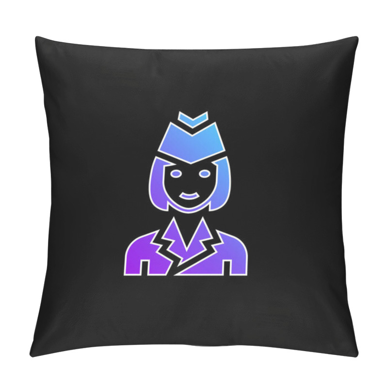 Personality  Air Hostess Blue Gradient Vector Icon Pillow Covers