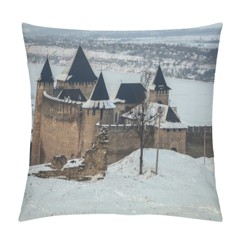 Personality  Medieval Fortress Khotyn In Western Ukraine Under The Snow Pillow Covers