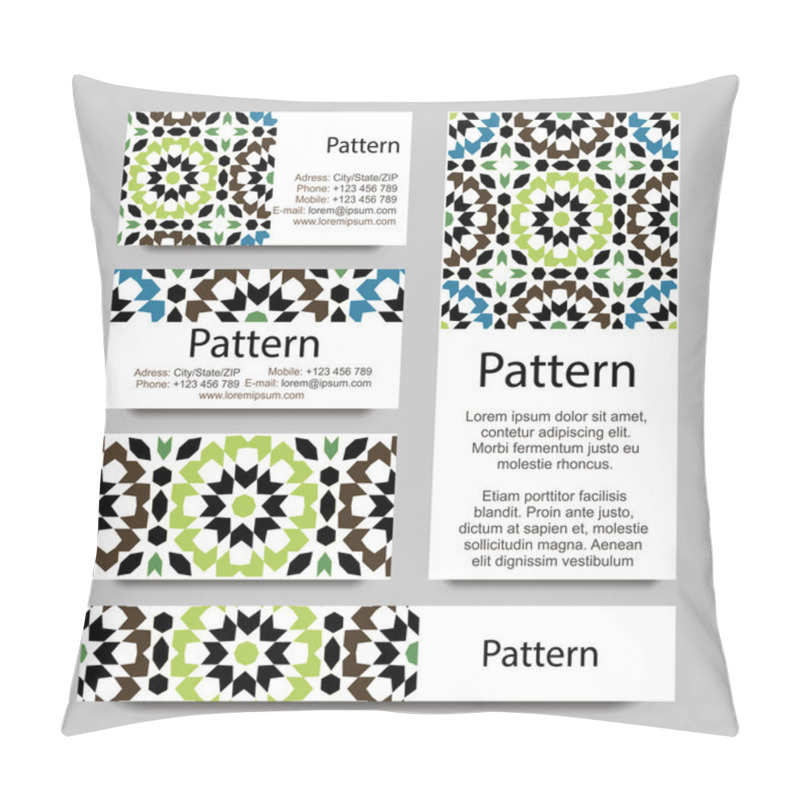 Personality  Business Cards Pattern With Islamic Morocco Ornament. Includes Seamless Pattern Pillow Covers