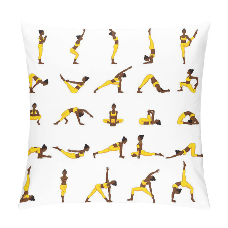 Personality  Women Silhouettes. Collection Of Yoga Poses. Asana Set. Pillow Covers