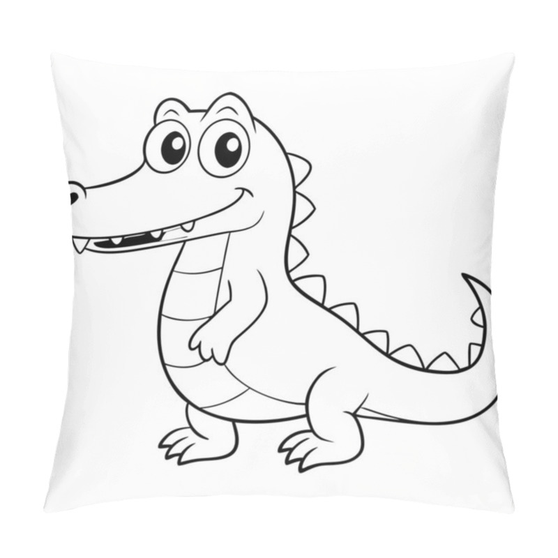 Personality  Alligator Vector Illustration, Cartoon Clipart Character, Animal In Flat Style Pillow Covers