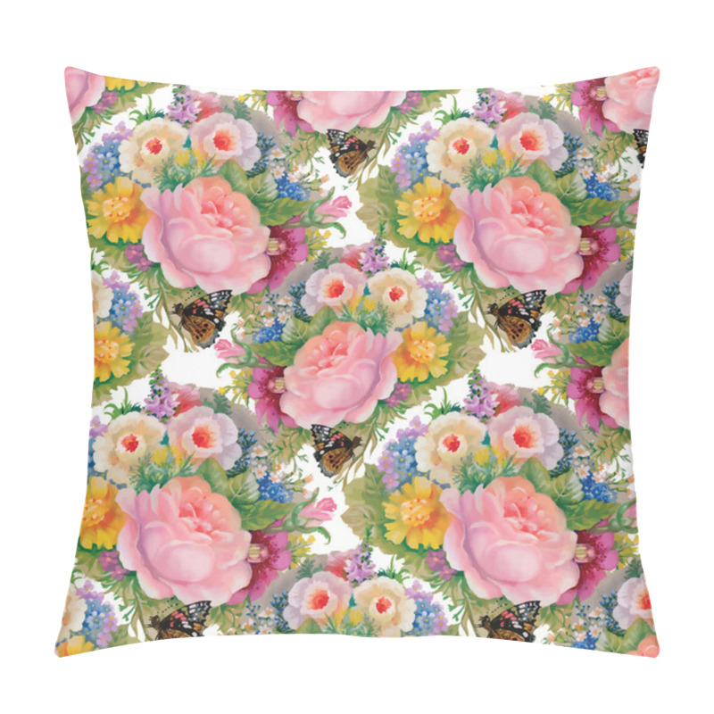 Personality  Summer Garden Blooming Flowers And Butterflies Pillow Covers