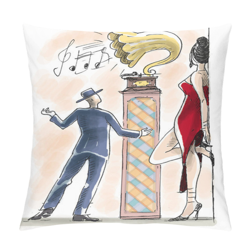 Personality  Gramophone With Latin Couple Pillow Covers