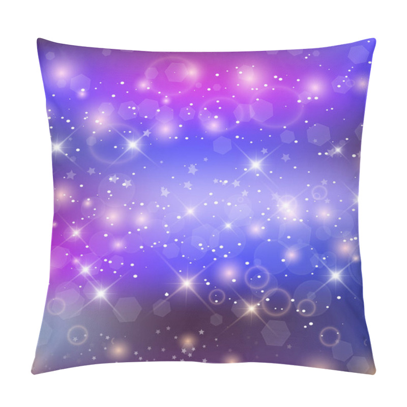 Personality  Fairy Night Background With Rainbow Mesh. Trendy Universe Banner In Princess Colors. Fantasy Gradient Backdrop With Hologram. Holographic Galaxy Background With Magic Sparkles, Stars And Blurs. Vector. Pillow Covers