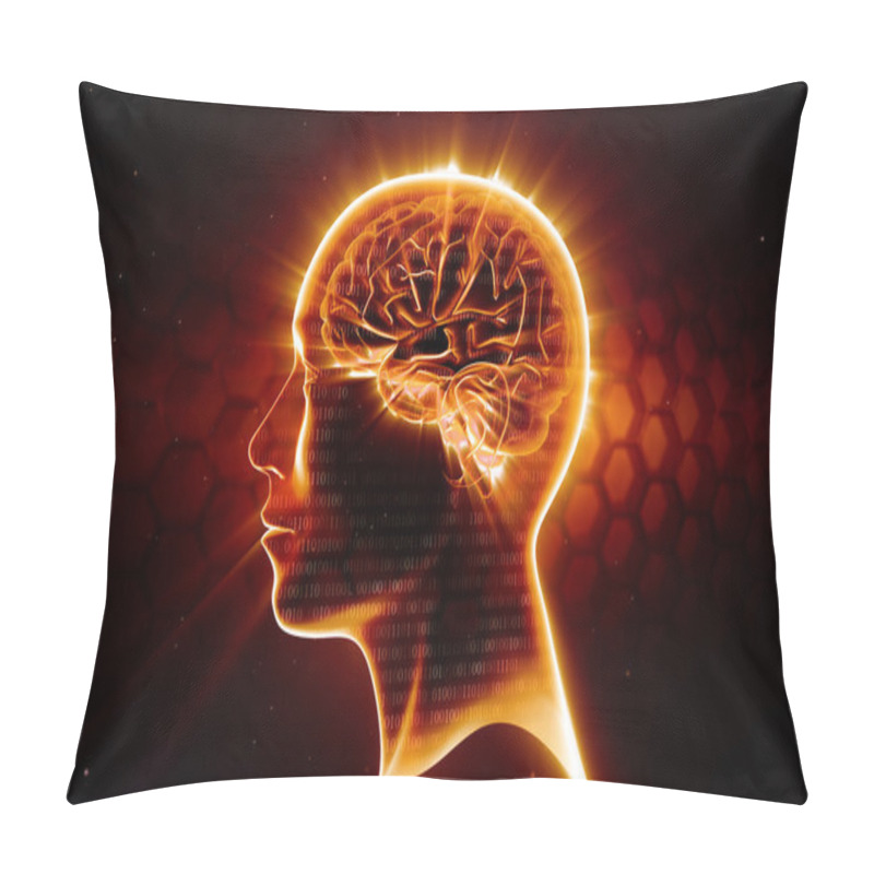 Personality  Man Head With Shining Brain Pillow Covers