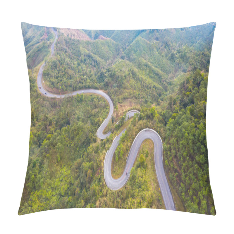 Personality  Aerial Top View Of A Road In The Forest Pillow Covers