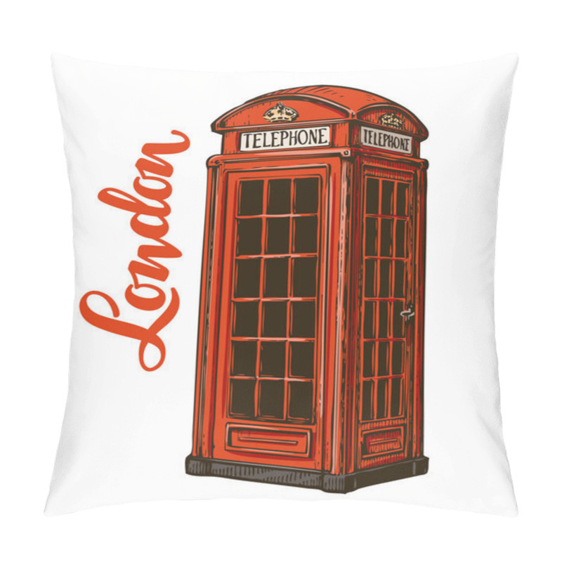 Personality  London Red Phone Booth. Vector Illustration Isolated On White Background Pillow Covers