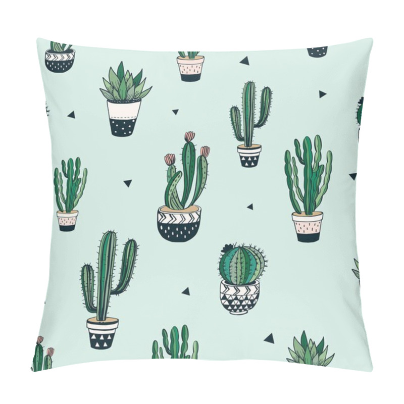 Personality  Seamless Pattern With Cacti And Succulents Pillow Covers