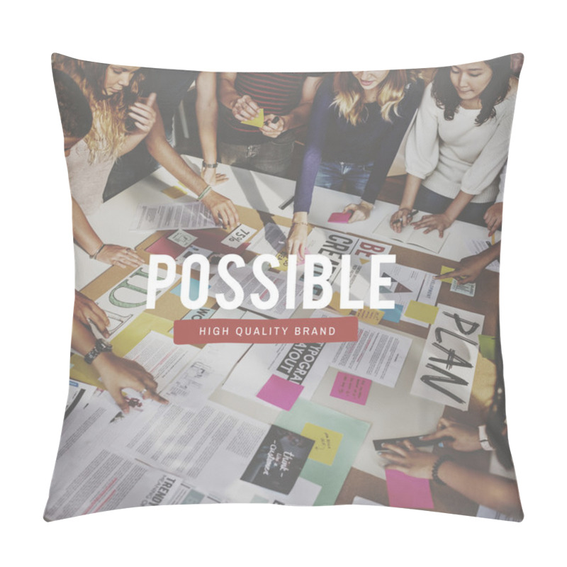 Personality  Group Of Students At Workplace Table Pillow Covers